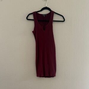 Lulu's Rich Burgundy Ribbed Mini Dress